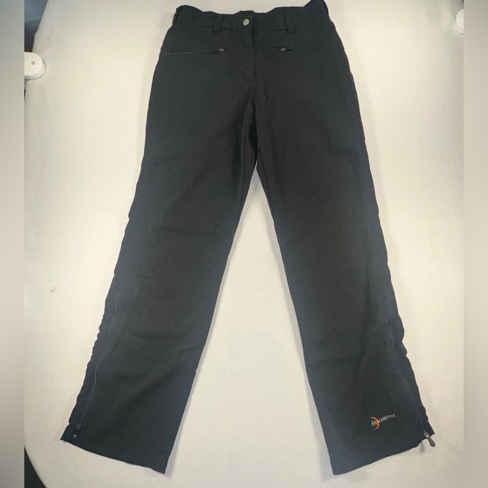 Moonstone Pants Womens Small Black Stretch Straight Leg Zip Ankles Performance